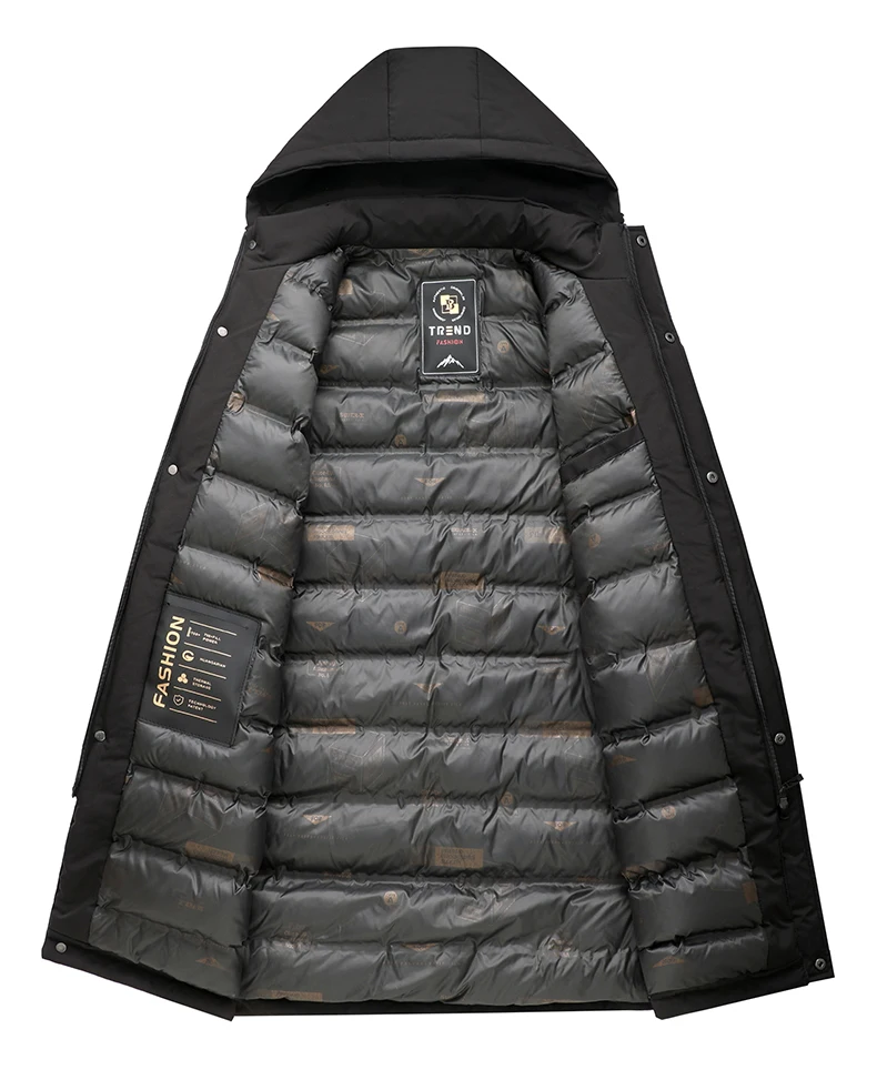 الراقية طويلة رشاقته الشتاء العلامة التجارية الجديدة عارضة الأزياء الثقيلة مقنعين سترة سترة في الهواء الطلق سترة واقية يندبروف معاطف ملابس خارجية