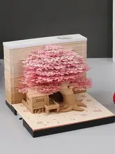  Romantic Treehouse 3d Memo Pad Paper Carving Art Craft Led Sticky Decoration Notepad Ornaments Lights Notes Calendar 2024 W E5o6 