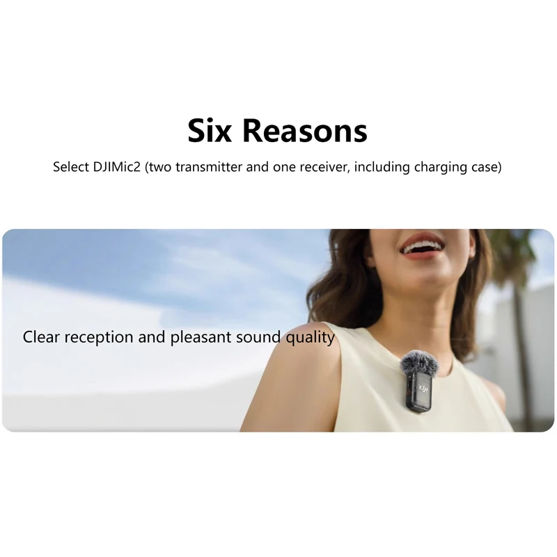 충전 케이스 포함 DJI 마이크 2 무선 마이크, 듀오 및 솔로 마이크 리시버 송신기, 인터뷰 브이로그 라이브 스트리밍용, 250m