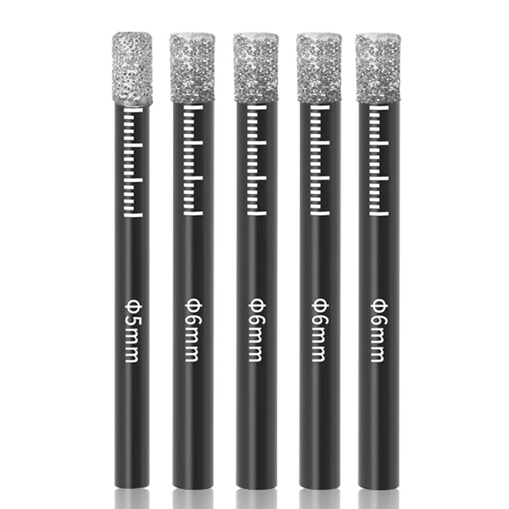

5 Pcs Dry Diamond Drill Bits 6mm Hole Saw Round Shank For Marble Ceramic Tile Stone Glass Drilling Power Tools Accessories