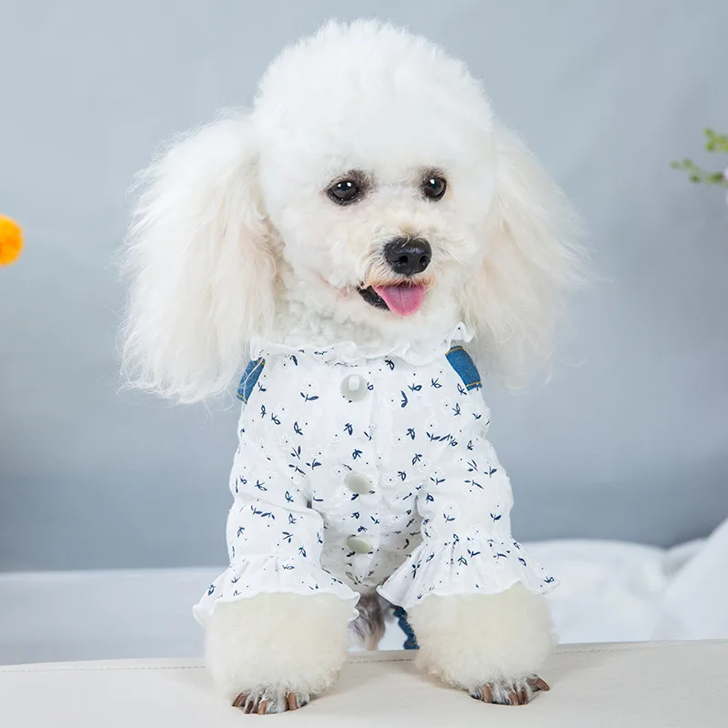 

Pet Dogs Clothes Thin Denim Strap Dog Rompers Princess Pet Four-legged Clothes Jumpsuit for Dog Sweet Puppy Kitten Costumes Coat