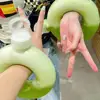 500ML/350ML Cute Donut Water Bottle Handle Ring  Women Girls Travel Cup Transparent Drinking Bottle 2