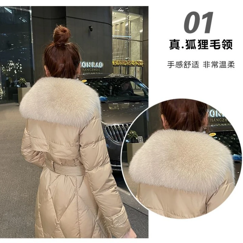 2023 New Women Down Jacket Winter Coat Female Wear A Big Fur Collar  Parkas Long  Pattern Outwear  Thicken Overcoat