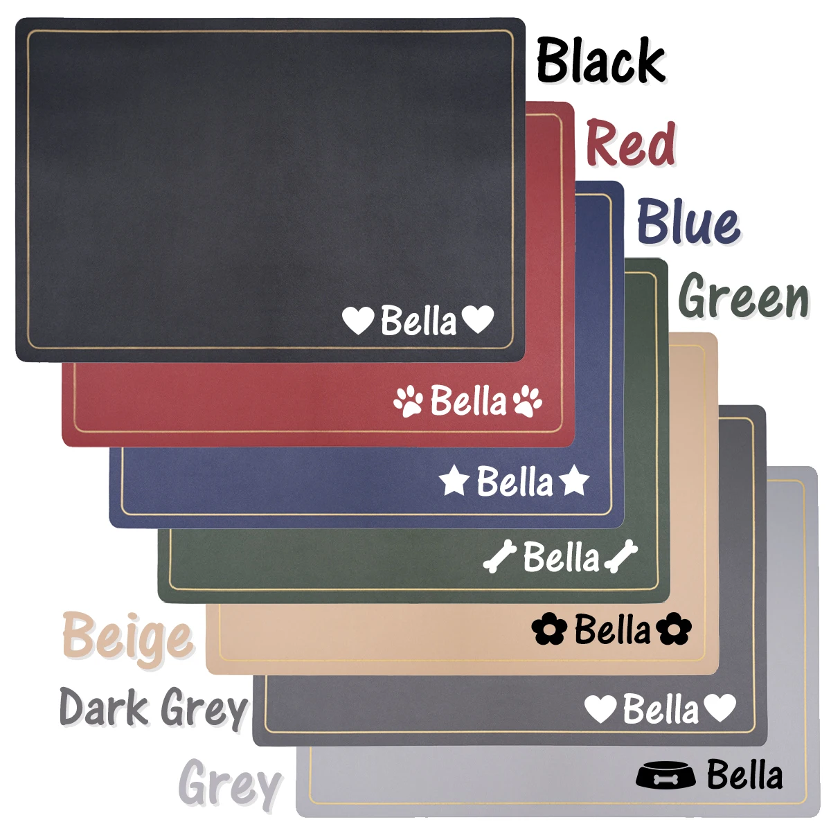 Custom Name Dog Placemat Waterproof Engraved Pet Cat Mat PU Leather Pet Food Pad Pet Bowl Drinking Mat Dog Feeding Placemat 3