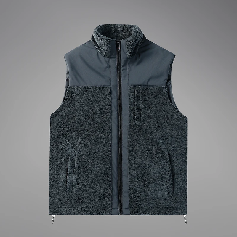 New Men'S Autumn Winter Lamb Fleece Cardigan Fashion Vest Youth Loose Casual Versatile Soft Comfortable Thickened Warm Coat Male