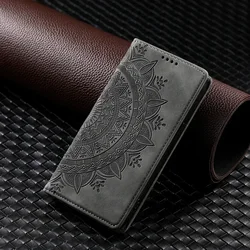 Magnetic Mandala Leather Flip Phone Case for Redmi 15 5G 169mm (GRAY)