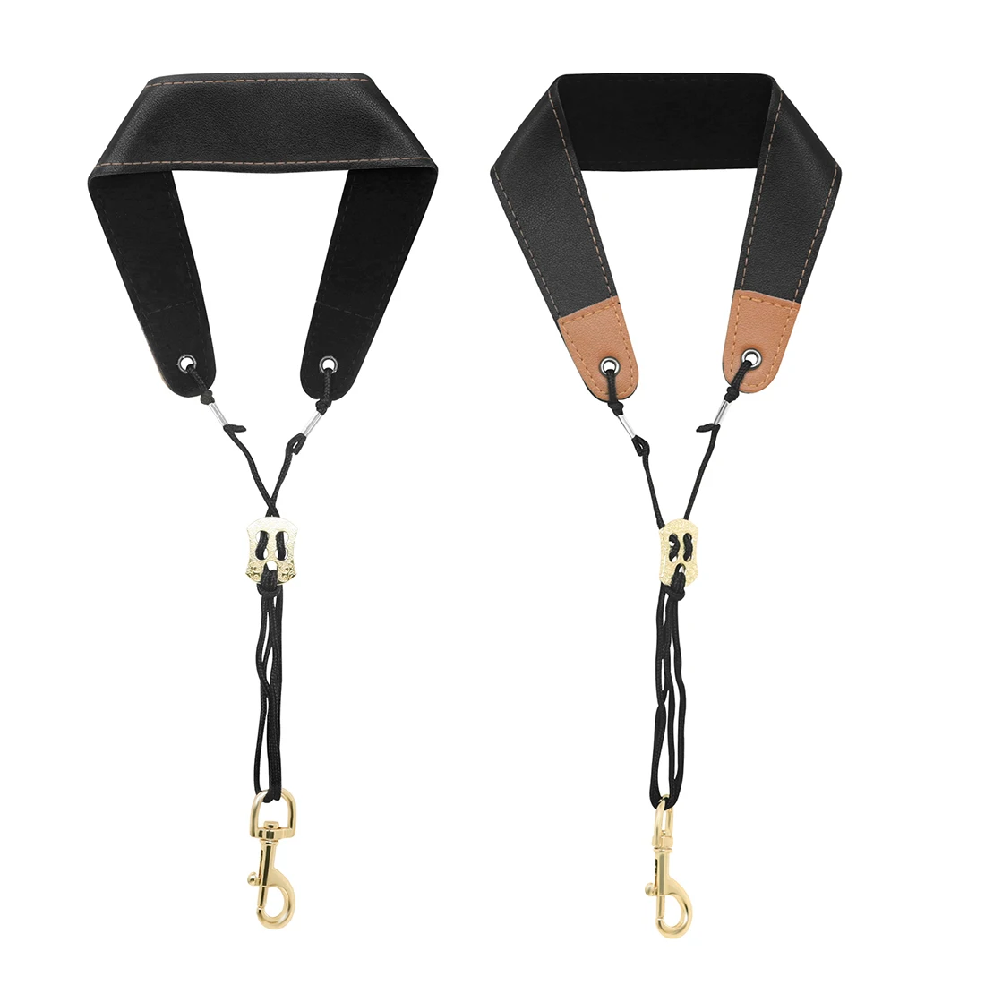 

New Universal Saxophone Strap Soft Leather Double Shoulder Saxophone Straps with Metal Hooks Adjustable Saxophone Neck Strap