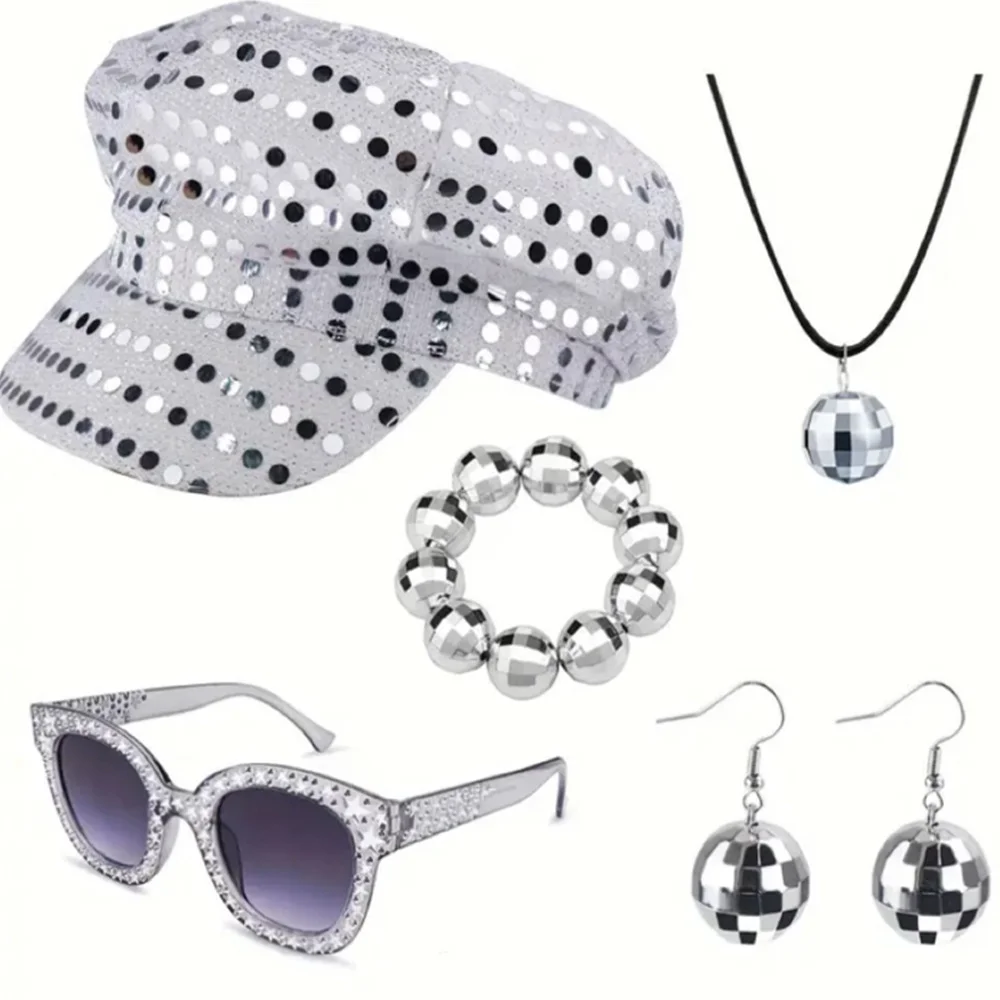 Disco-Kostüm-Set 70er Jahre – Mit Sonnenbrille, Schal, Schmuck & Stirnband