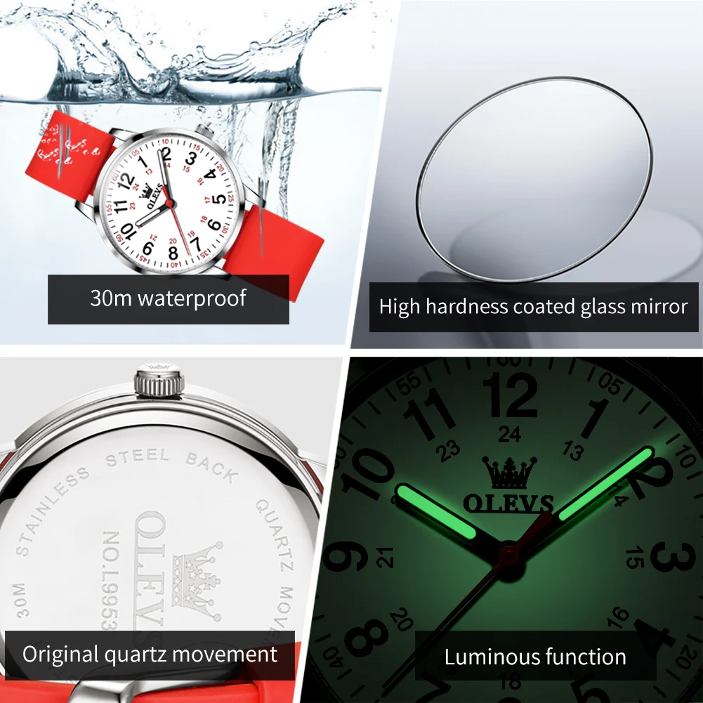 OLEVS Quartz Watch for Women Nurse Silicone Strap Waterproof Luminous Elegant Fashion Women's Wristwatches Reloj Mujer Clock