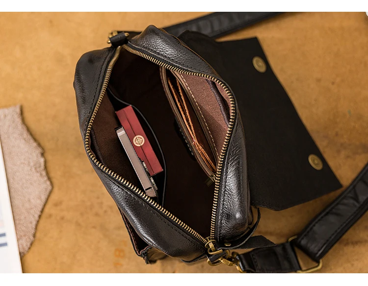 Modische, lässige Herren-Umhängetasche aus echtem Rindsleder, schwarz, für Outdoor-Partys, Designer-Luxus, echtes Leder, Crossbody-Tasche für Teenager – Detail 4