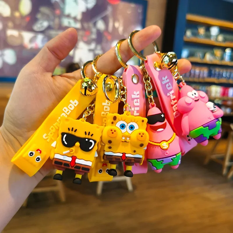 

SpongeBob SquarePants Cartoon Couple Keychain Anime Figure Patrick Star Accessories Car Key Chain Backpack Pendant Birthday Gift