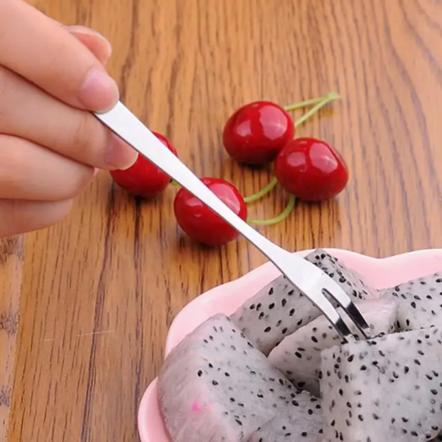 Mini Étel Minőségű Rozsdamentes Acélból Származó Gyümölcsvillák Kreatív Villák Snack Születésnapi Torta Desszert Gyümölcs Konyha Asztali Edények Tartozék - Image 4