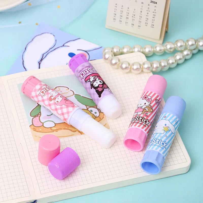 4/24pcs Sanrio Cartoon Solid Glue Stick Cute Kurome Melody Student DIY High Viscosity Stationery Gift,glue stick