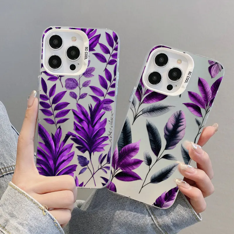 Frische Lila Blumen Laser-Handyhülle für iPhone 16 11 12 13 Mini Pro Max 17 14 15 Pro Max 16 15 14 Plus Stoßfeste Schutzhülle Fundas – Detail 9
