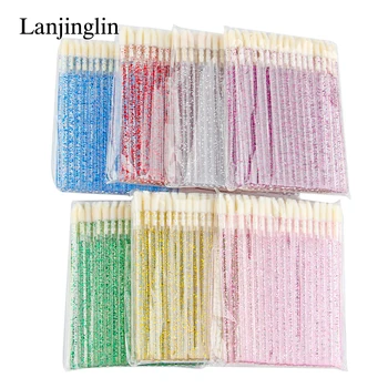 Home 19 Hot Sale 50 Pcs Crystal Lip Brush Removing Cleaning Mascara Applicator Makeup Lip Brushes for Eyelash Extension Tools maquillaje