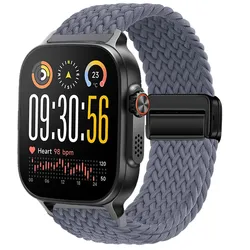 Braided Magnetic Wristband Strap for Smartwatches - Universal 22mm Strap Accessory (Space gray)