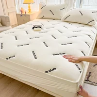 1 pc Quilted Mattress Cover Letter Embroidery Bed Cover Mattress Protector 2024 Class A Soybean Fiber Quilted Fitted Bed Sheet 1