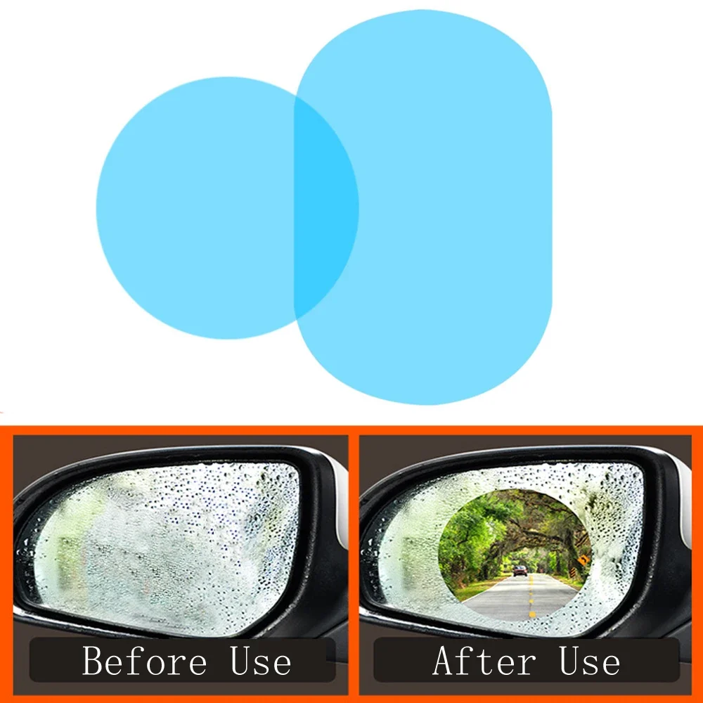 2 Pcs Car Rainproof Clear Film Rearview Mirror Protective Anti Fog Waterproof Film Auto Sticker Accessories 100x100mm100x145mm
