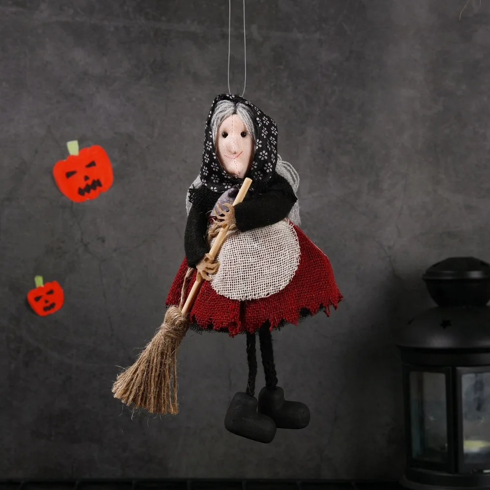 Figurines de balai de sorcière, décoration d'arbre suspendu, poupée d' ornement de sorcière d'halloween  15