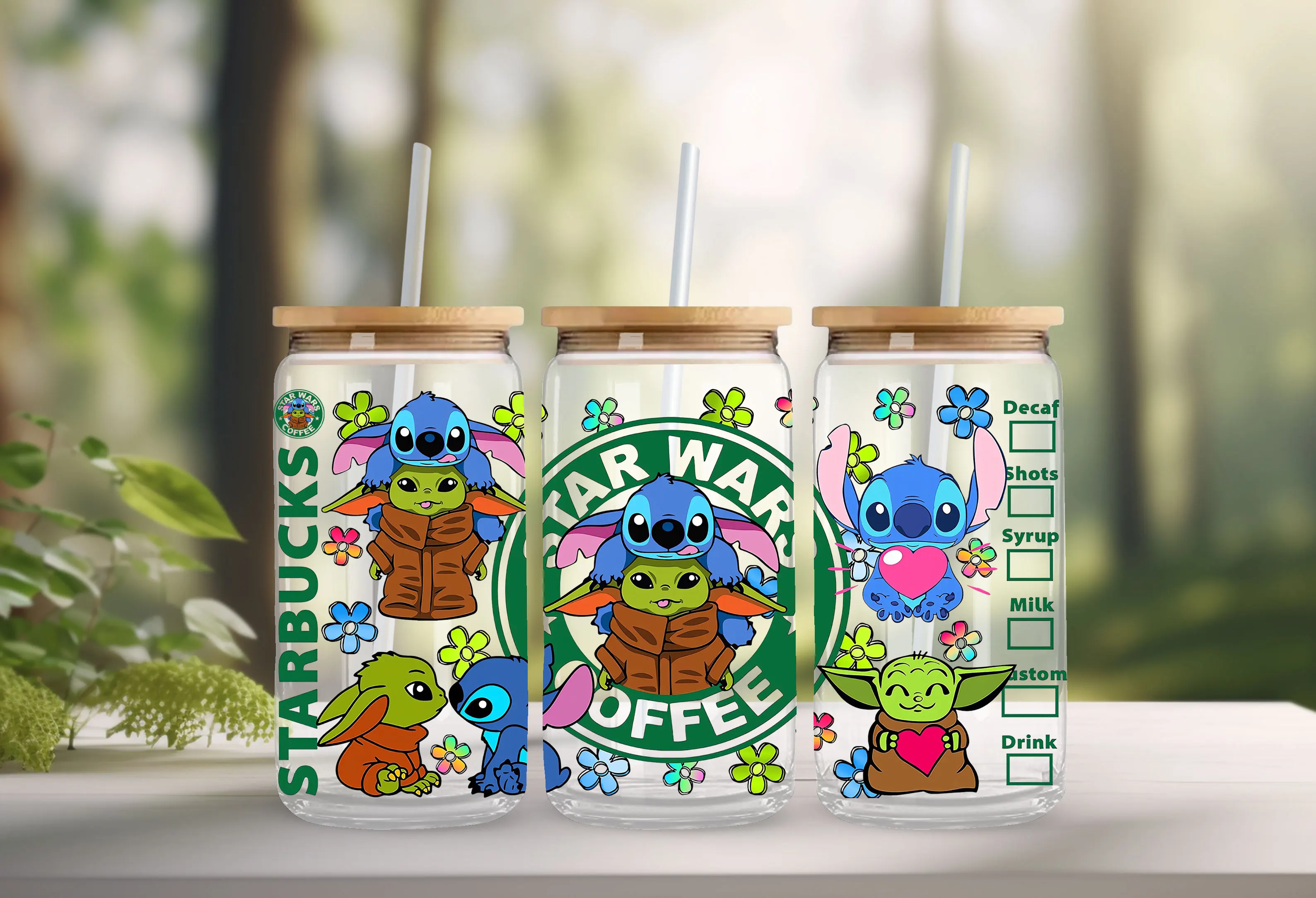 Stitch Halloween Coffee Horror Souvenir Cup Wrap Sticker UV DTF Self-Adhesive Original Cup Embellishments dtf transfer sticker