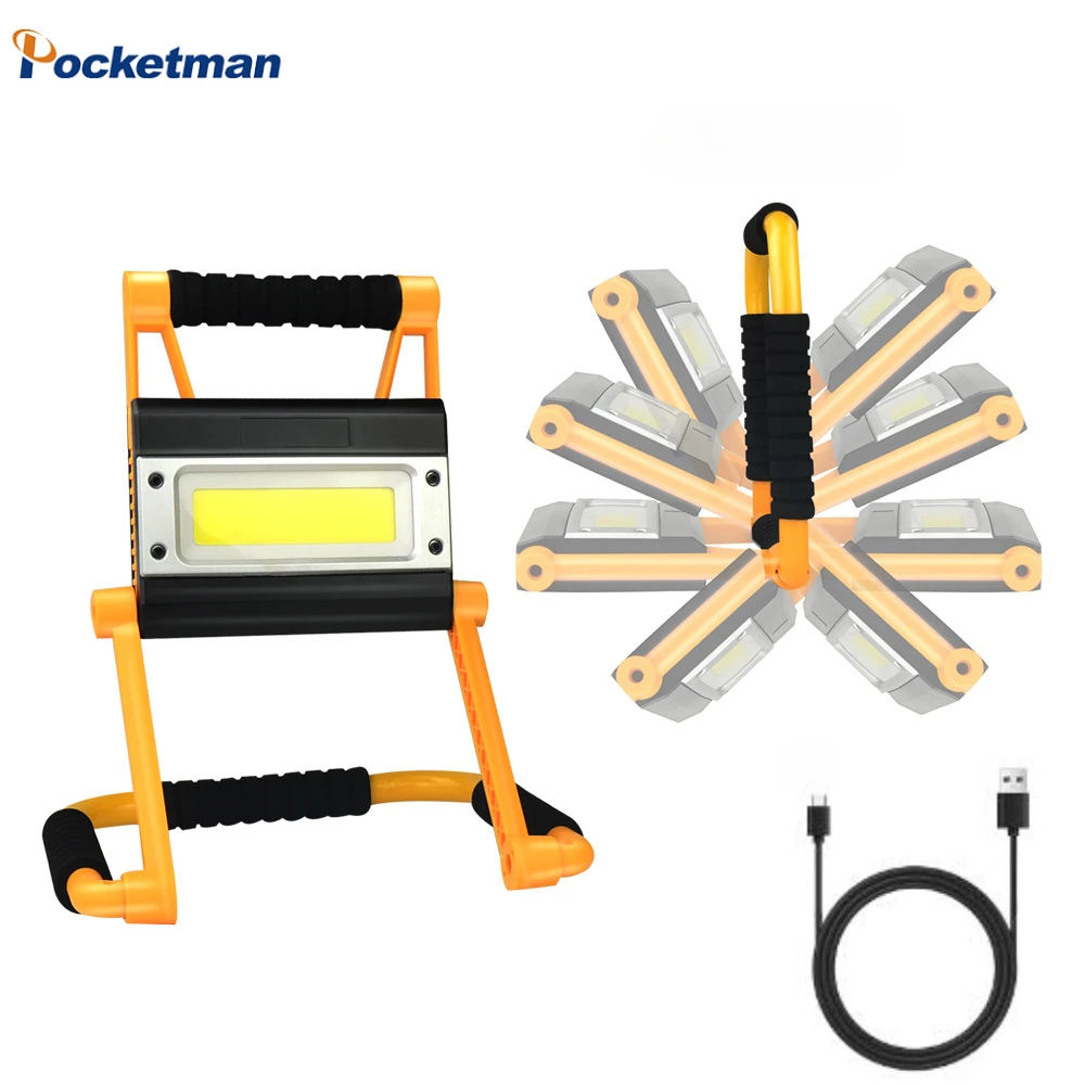 Portable LED Work Light Foldable Searchlight Rechargeable Flood Flashlight Power Bank Spotlight Waterproof Camping Lantern