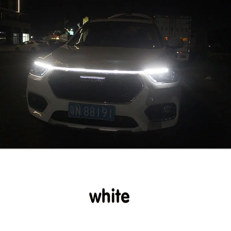 Tira de luces LED diurnas para capó de automóvil Guía para capó de motor de automóvil Lámpara ambiental decorativa Luces diurnas para maletero de automóvil modificadas de 12 V