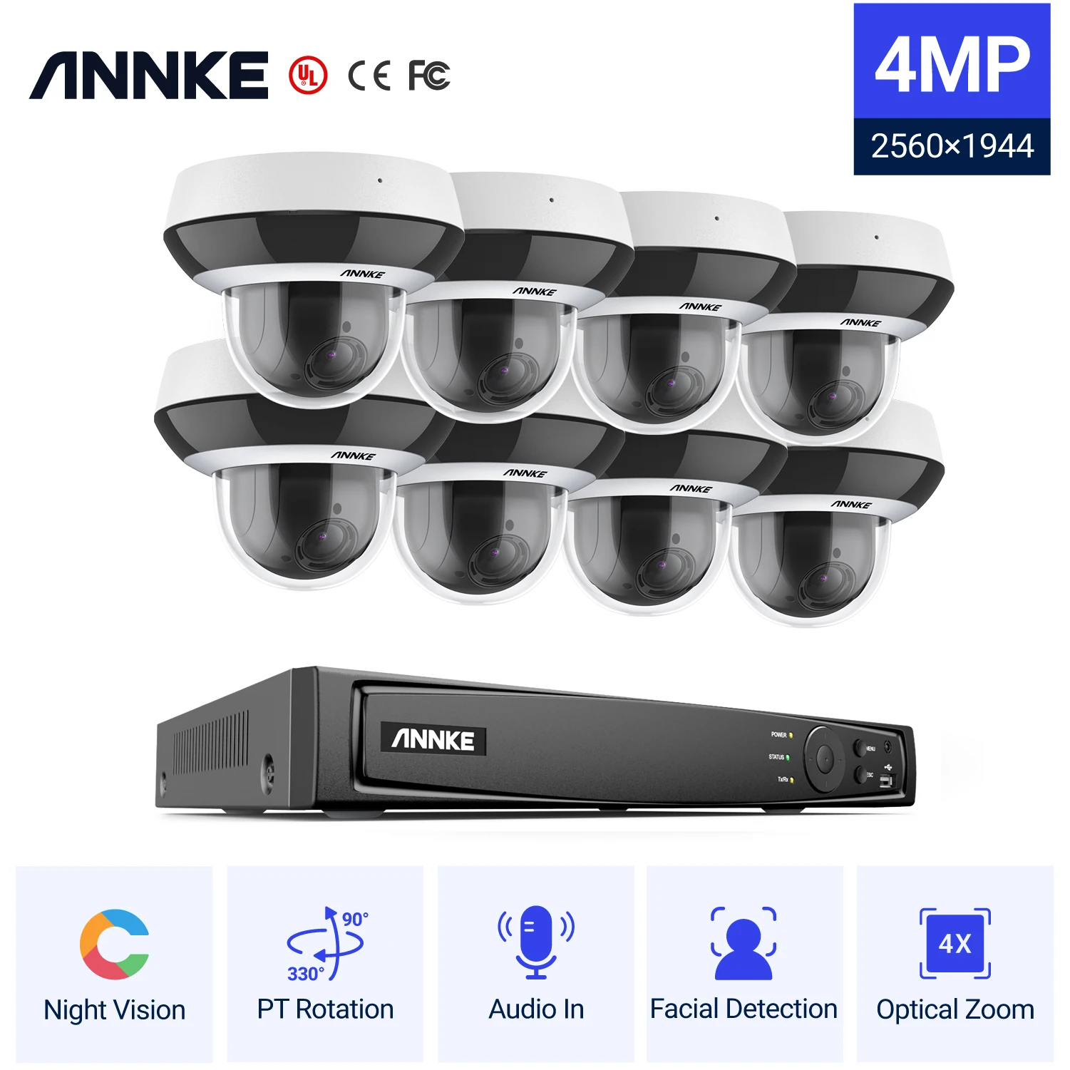Annke CZ400 4MP HD 4X Zoom PTZ Camera Dome IK10 AI Facial