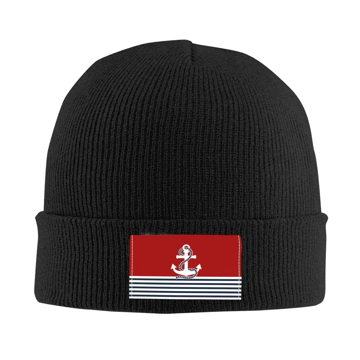 

Navy Blue Stripes Nautical Anchor Boat Skullies Beanies Caps Streetwear Winter Warm Knitted Hats Adult Unisex Bonnet Hats