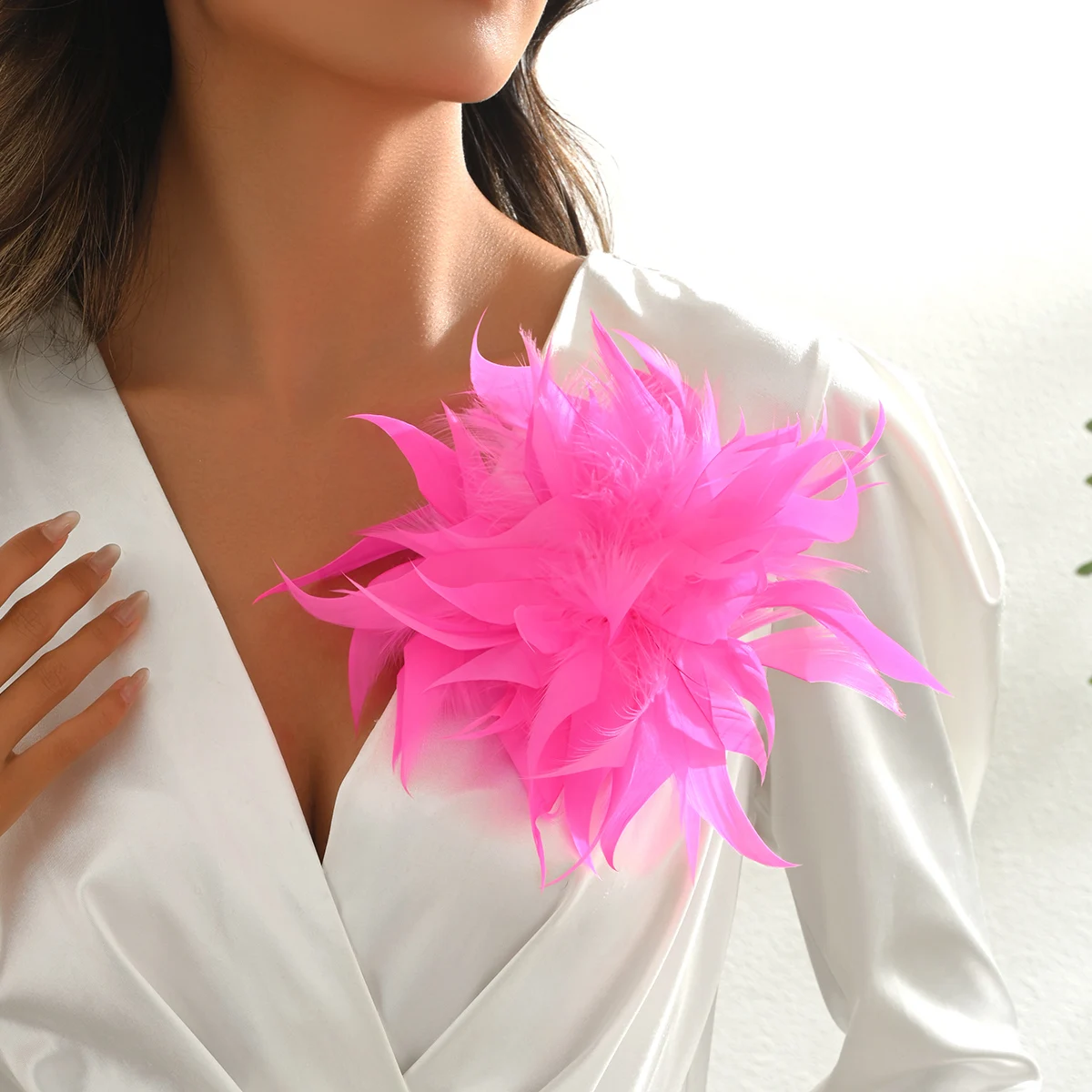 22CM Bohemia Multicolor Artificial Feather Brooch for Women Vintage Exaggerated Handmade Lapel Pins Party Wedding Jewelry Gifts