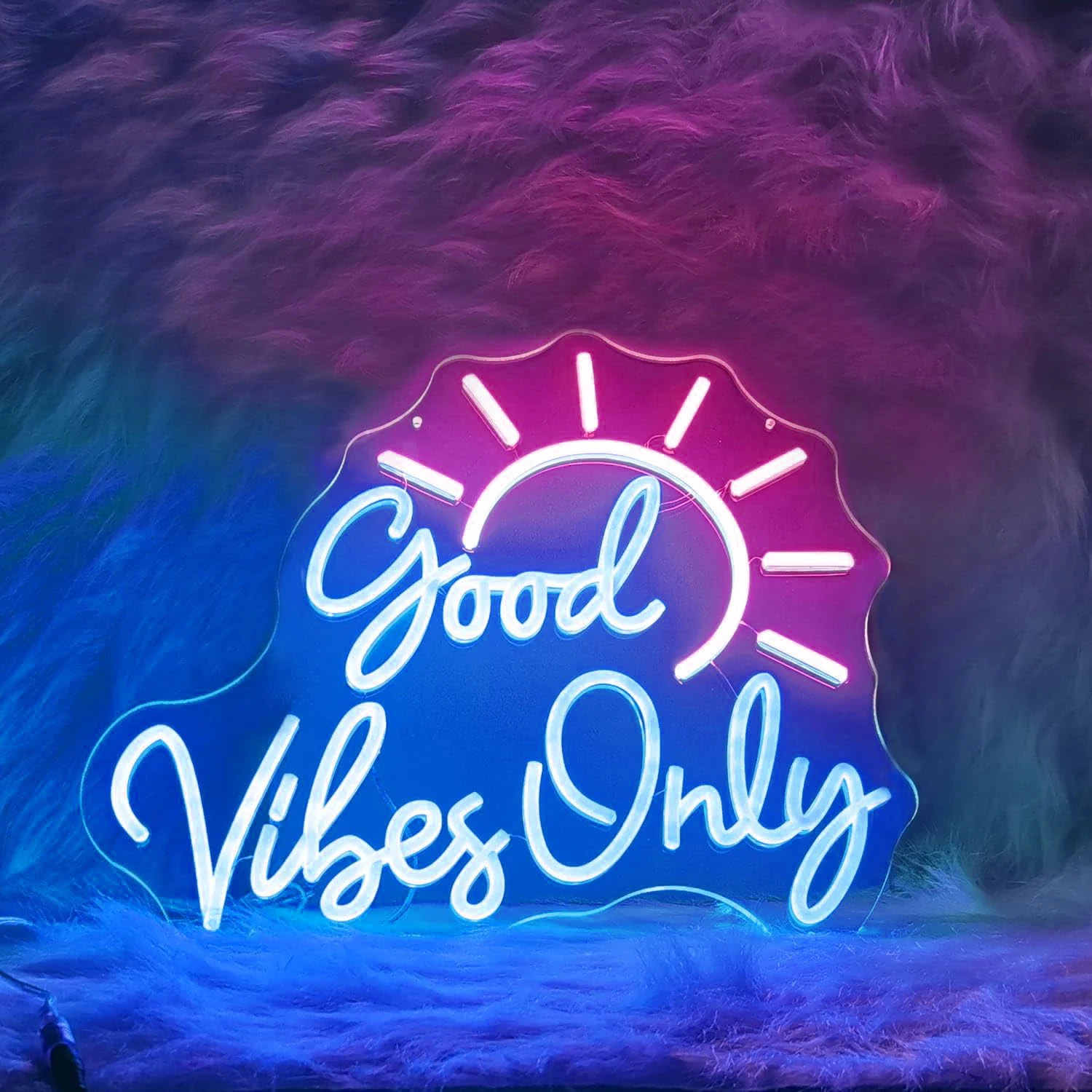 

Good Vibes Only Neon Sign for Wall Decor LED Light for Bedroom Powered by USB with Dimmable Switch Neon Light Sign for Bedroom