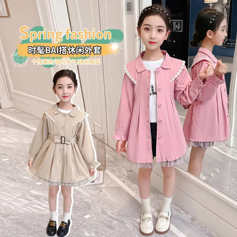

Girls Jackets Coat Windbreak Outwear Cotton 2023 Beautiful Spring Autumn Poncho Toddler Kids Windproof Children's Clothing