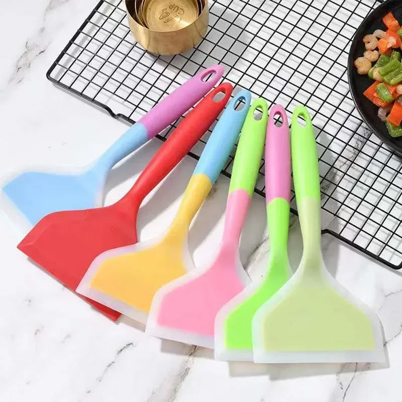 Silicone Spatula Wide Mouth Non-stick Scraper Steak Beef Egg Cooking Spatula Pancake Baking Tools Kitchen Cooking Shovel 6