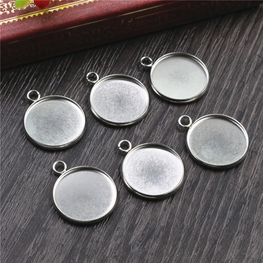 (절대 페이드) 14mm 16mm 18mm 20pcs 스테인레스 스틸 3 스타일 카메오 설정 카보 숑베이스 매력 펜던트 고품질
