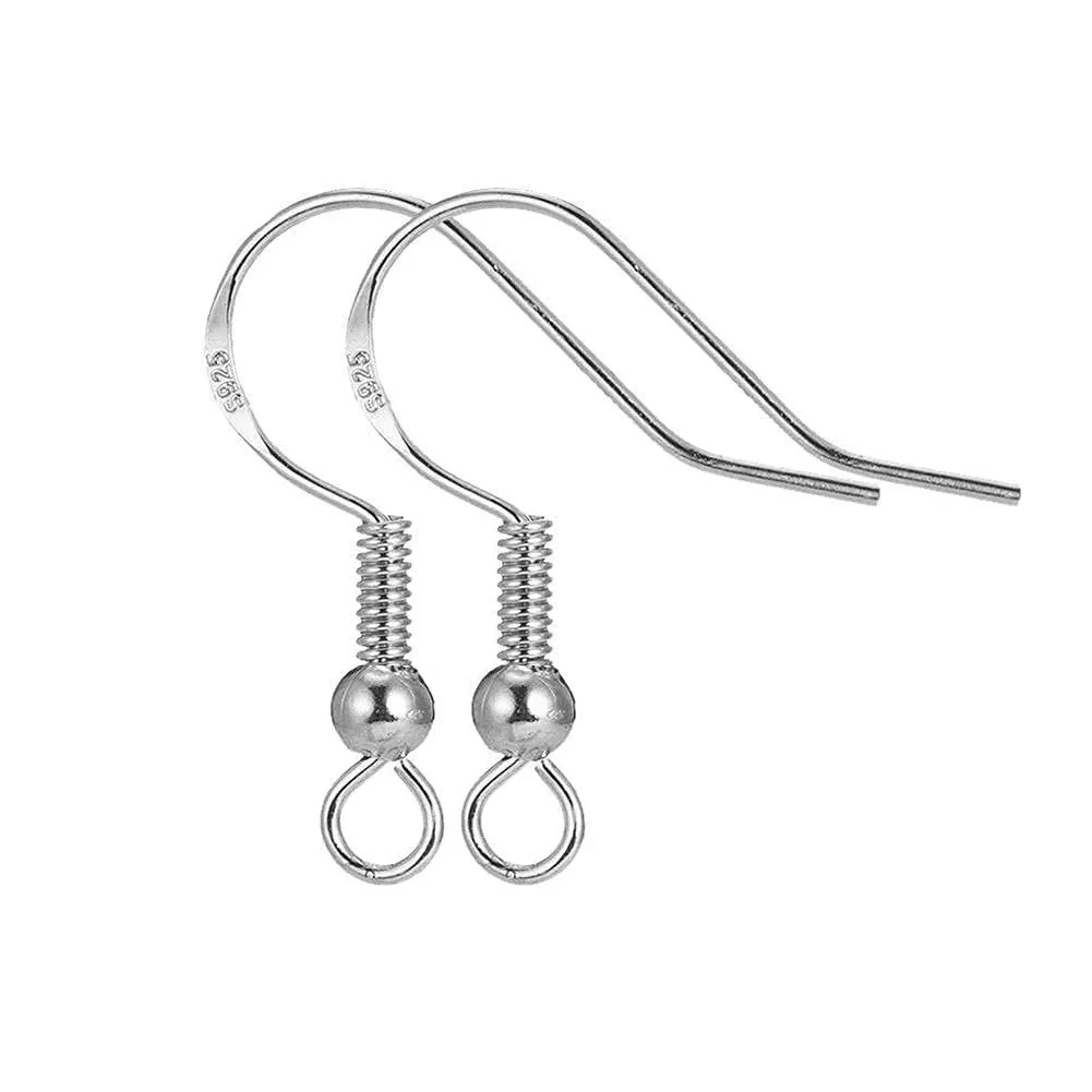 Wholesale 400PCS Lot 18mm 925 Sterling Silver Earring Hooks Ball