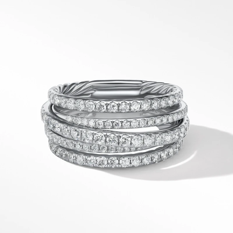 

HSC DY Rings for Men DY Eden Emerald Diamond Eternity Band in Silver 925 Plated Platinum