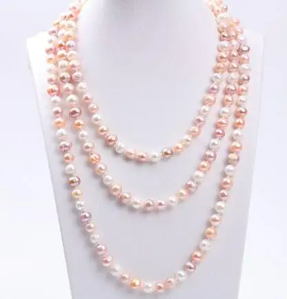

6-7MM NATURAL SOUTH SEA freshwater white GRAY PEARL NECKLACE
