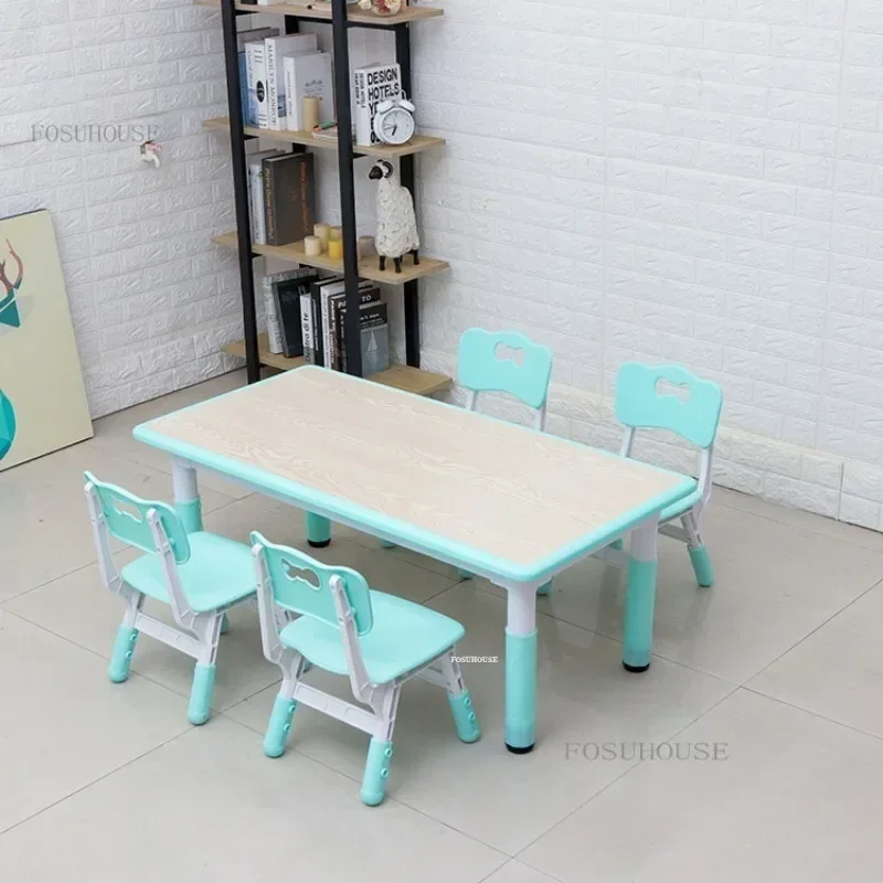 Kindergarten Table and Chair Set Can Lift Kid's Learning Desk School Writing Desk Painting Graffiti Early Education Tables g