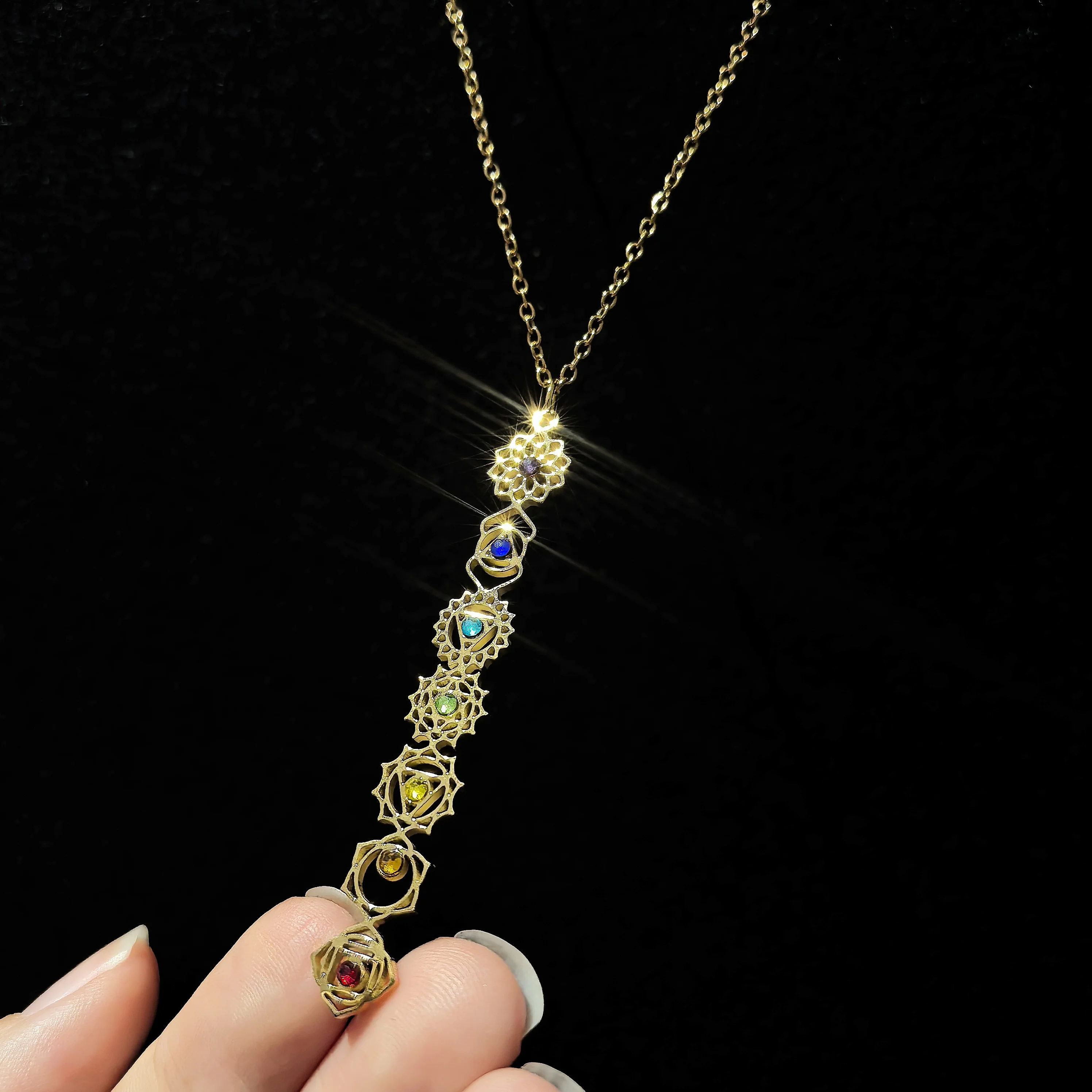7 Chakra Zircon Necklace 4