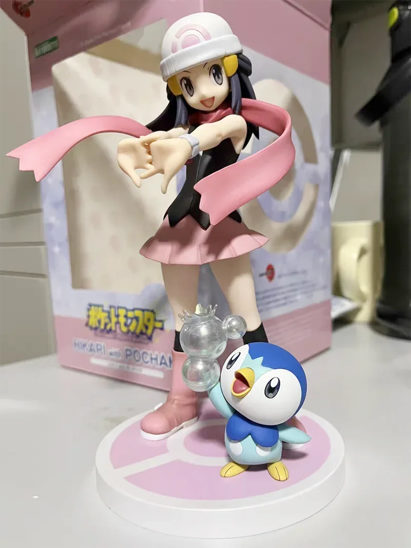 Original Artfx J Anime Pokemon Action Figure Dawn With Piplup Cute