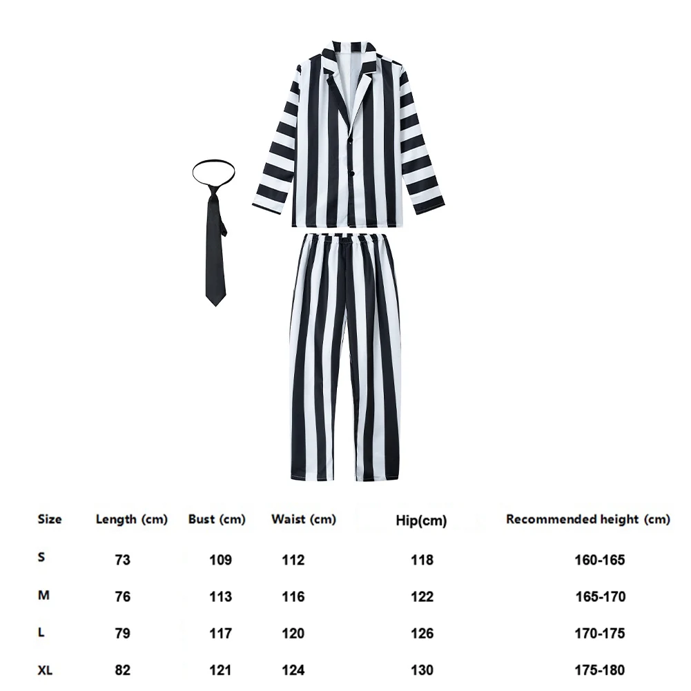 Spooky Halloween Performance Costumes Men Striped Suit with Tie Scary Halloween Infernal Master Cosplay Costume For Men Adult