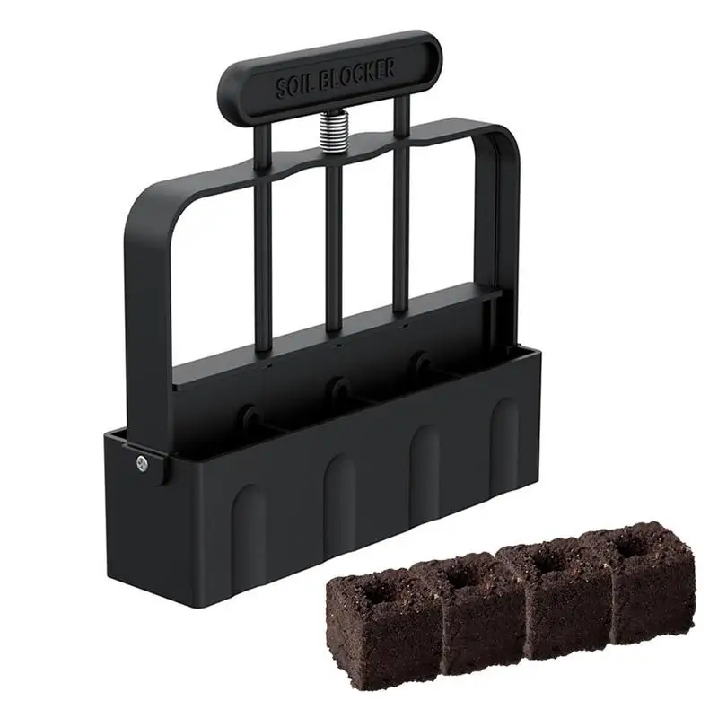 Handheld Seedling Soil Blocker 2-Inch Soil Block Maker with Dibbles Dibbers 50pcs Reusable Plant Label Marker for Garden Prep