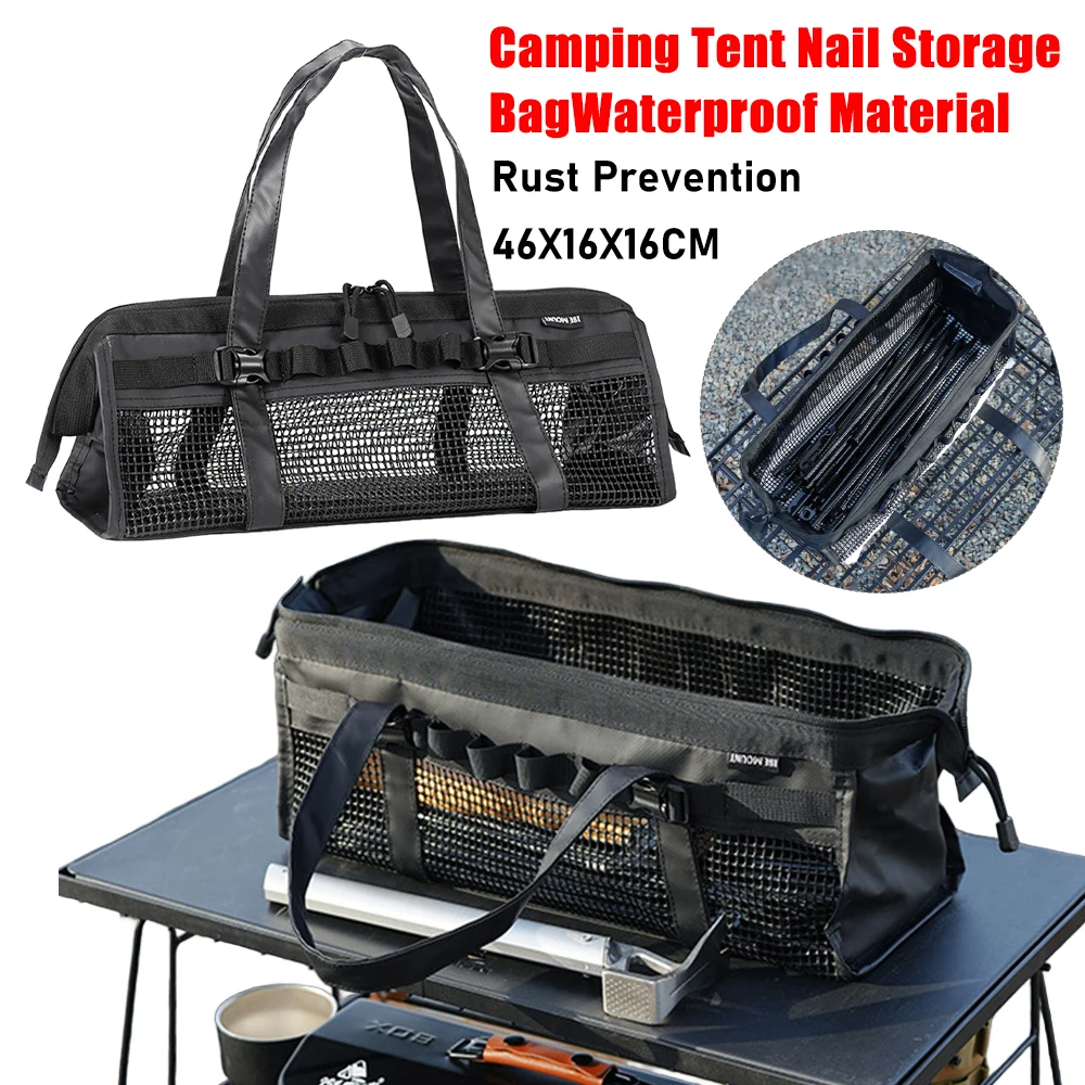 Tent Peg Sundries Bag Mesh Breathable Floor Stake Storage Bags Ground Nail Storage Pouch Camping Sundries Handbag Outdoor Tools storage bag,camping storage bag