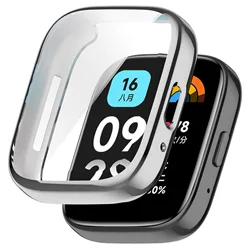Premium TPU Silicone Case with Glass Screen Protector - Redmi Watch 3 (Silver)
