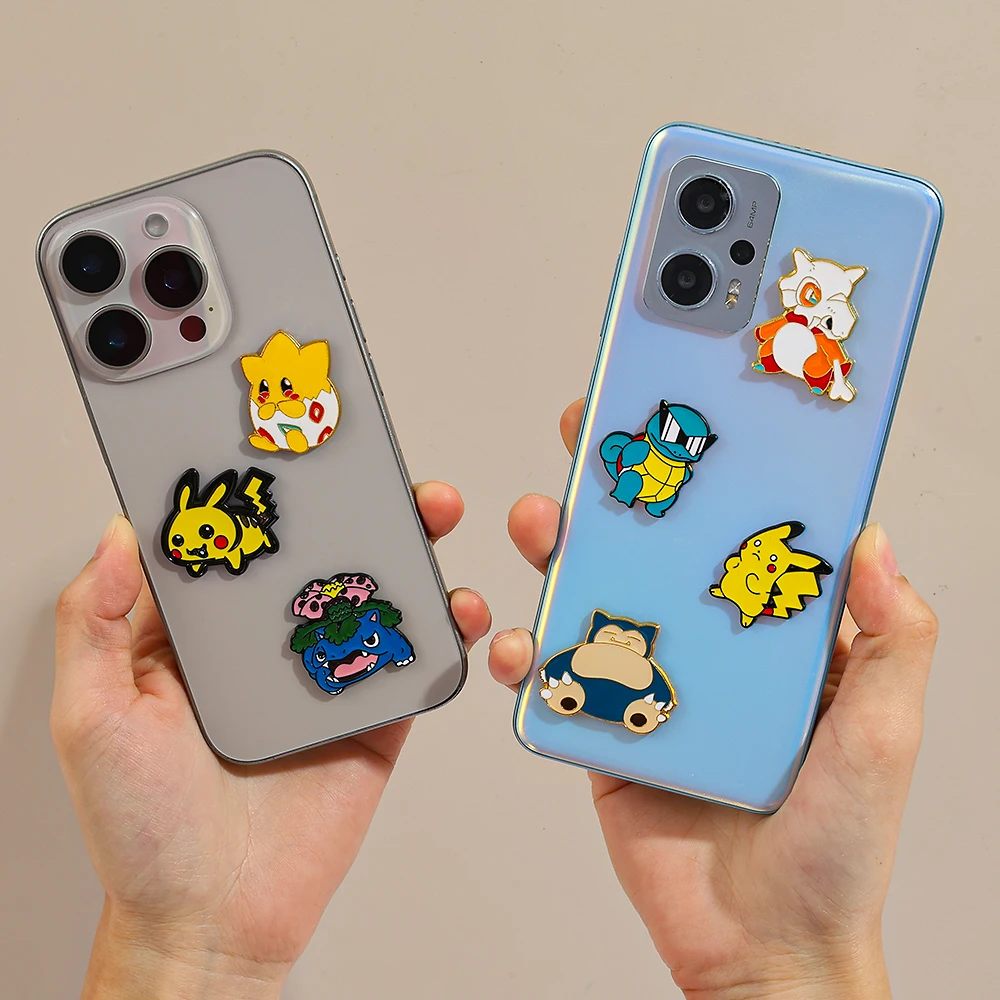 Autocollant décoratif pour téléphone Pokemon Squirtle, dessin animé mignon, accessoires en alliage, petit cadeau pour un ami