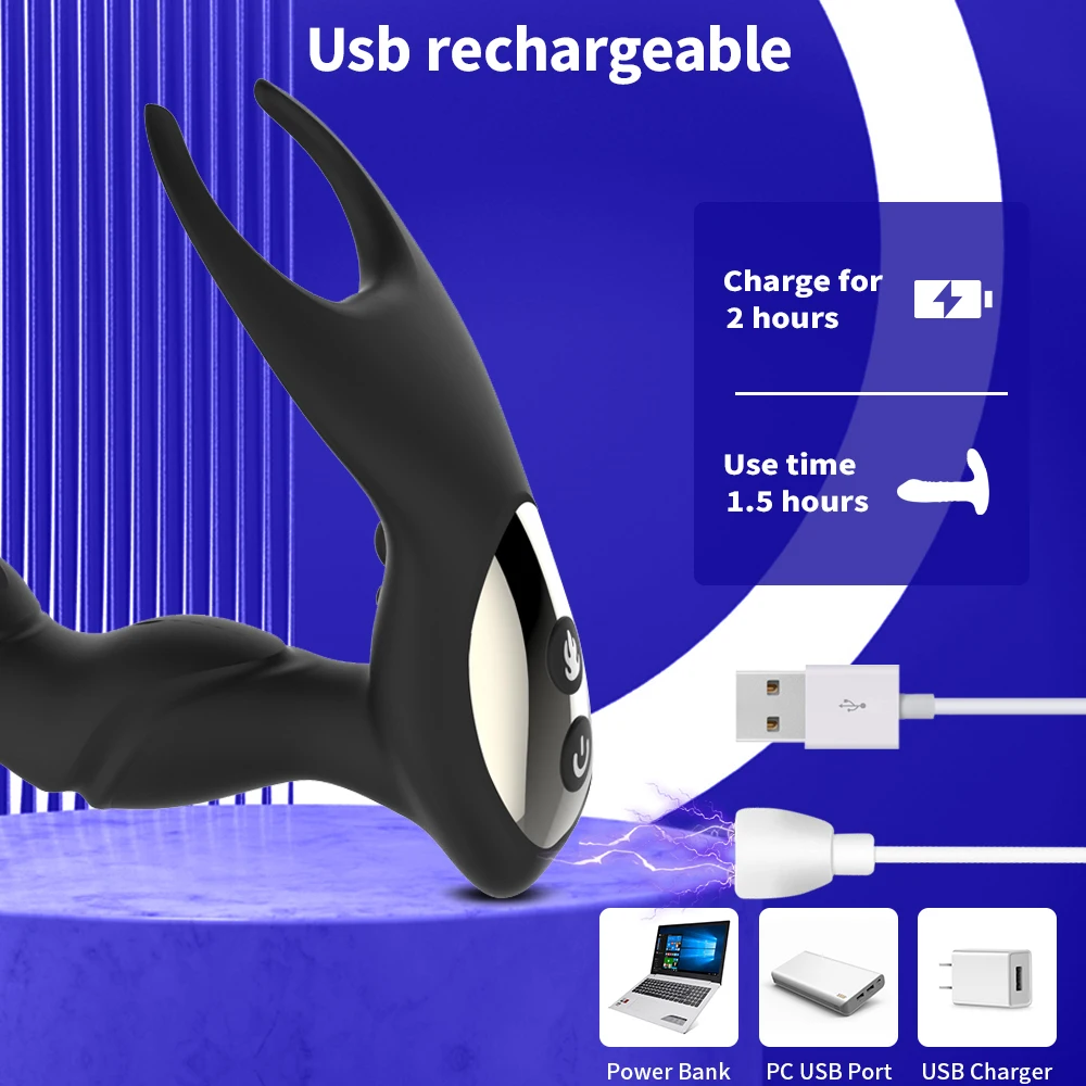 Prostata-Massage männlicher Vibrator Rotation Perlen Anal Plug Vibrator Silikon Verzögerung Ejakulation männlich Masturbat_voghion.com