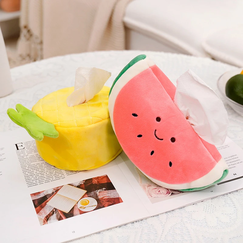 Cartoon niedlichen Plüsch Tissue Boxen Ananas Wassermelone Avocado Wal Kreativität Home Auto weichen Papier halter Serviette Fall schöne Geschenke – Detail 5