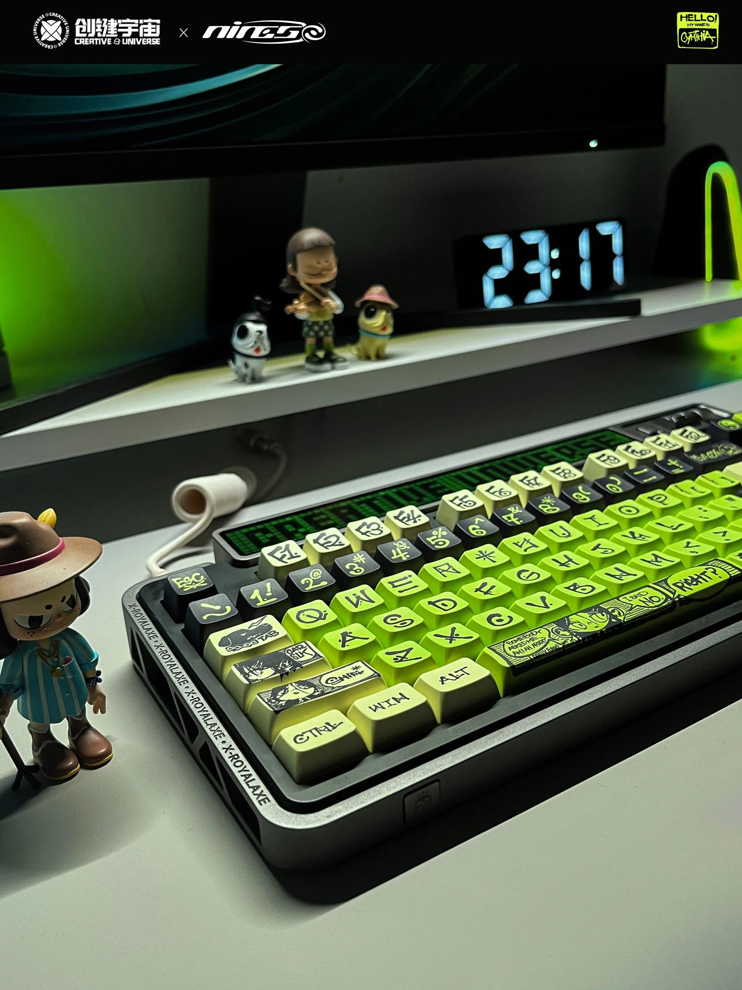 ECHOME-PBT Dye-Sublimação Teclado Cap Set, Graffiti Artista
