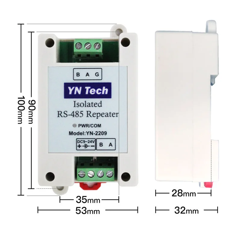 YN2219 2Channel RS485 Repeater Optoelectronic Isolation Industrial Grade Hub Sig