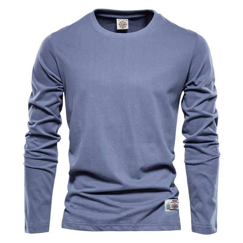 cotton t shirts 100% Cotton Long Sleeve T shirt For Men Solid Spring Casual Mens T-shirts High Quality Male Tops Classic Clothes Men's T-shirts shirt