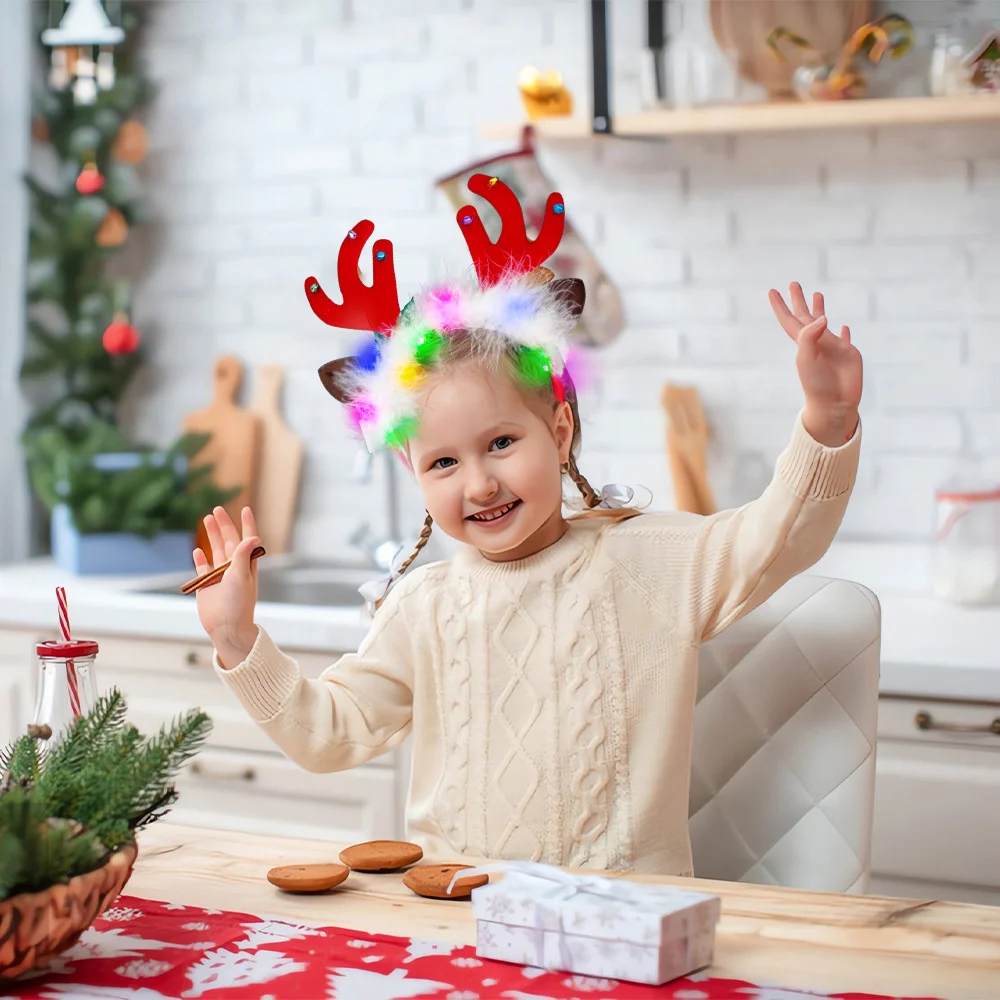 Description Picture 4 of item2025 Led Christmas Antler Headband Reindeer Light Up Headband Hair Hoop Children Party Costume Decoration